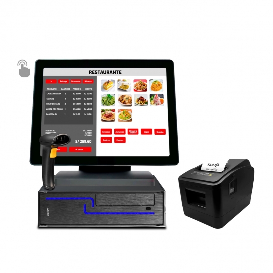 Punto de Venta - Derby Cyber Core i3 + Pantalla táctil multipunto + Ticketera Térmica + LECTORA