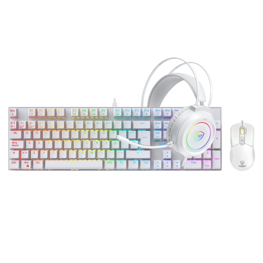 Kit Gaming Teclado Mecánico Mirage - MIC GTX 2003 3W White