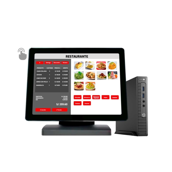 Punto de Venta - Computadora HP 800 G1 ULTRA SLIM Core i5 + Pantalla táctil multipunto