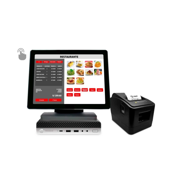 Punto de Venta - Computado HP 600 G3 Intel Core i5 + Pantalla táctil multipunto + Ticketera Termica